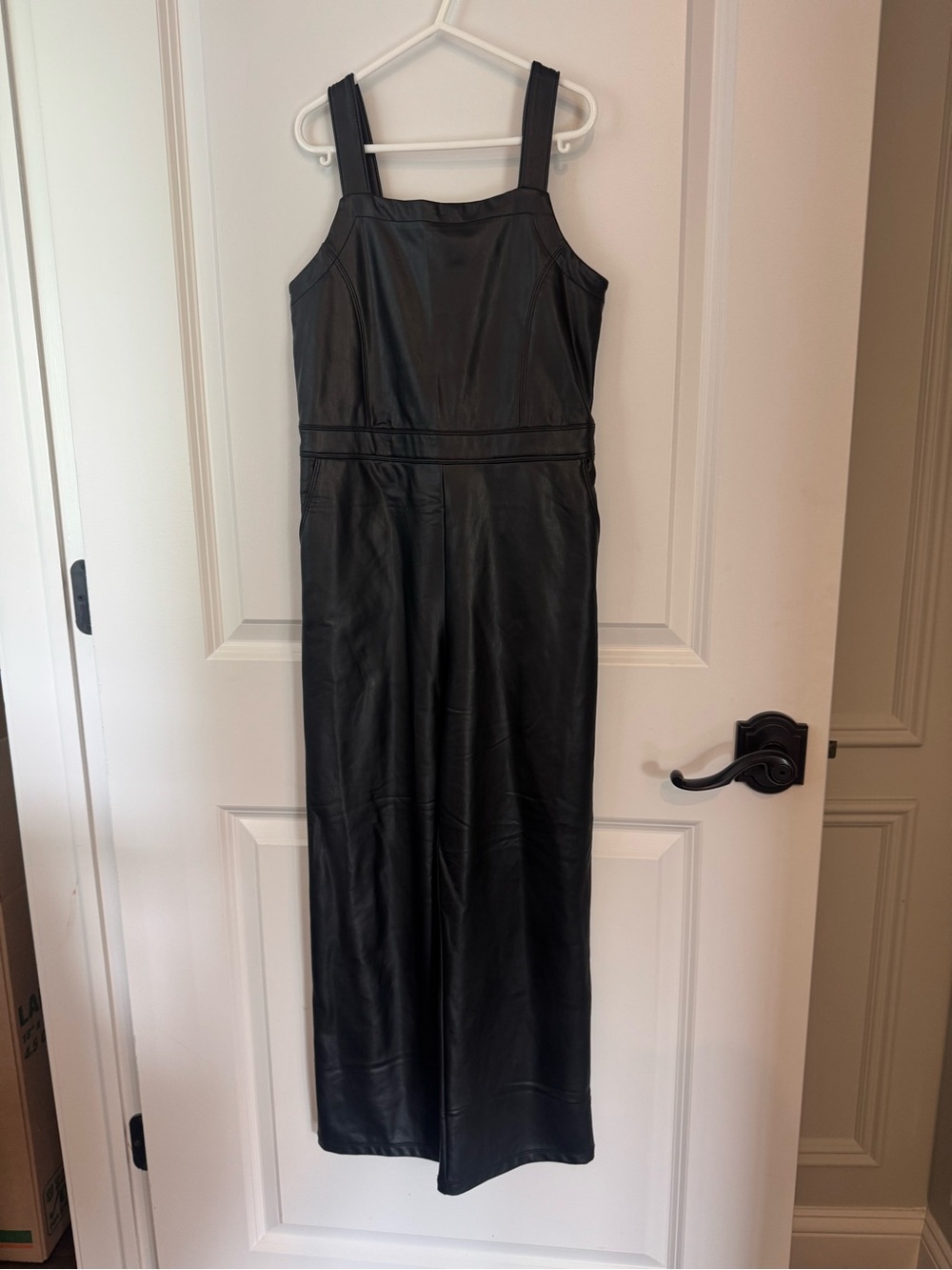 Abercrombie & Fitch Black Faux Leather Jumpsuit